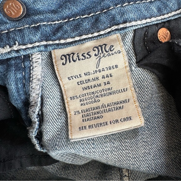 Miss Me 90’s Low Rise Slim Bootcut Denim Blue Jeans 26 - Picture 12 of 13